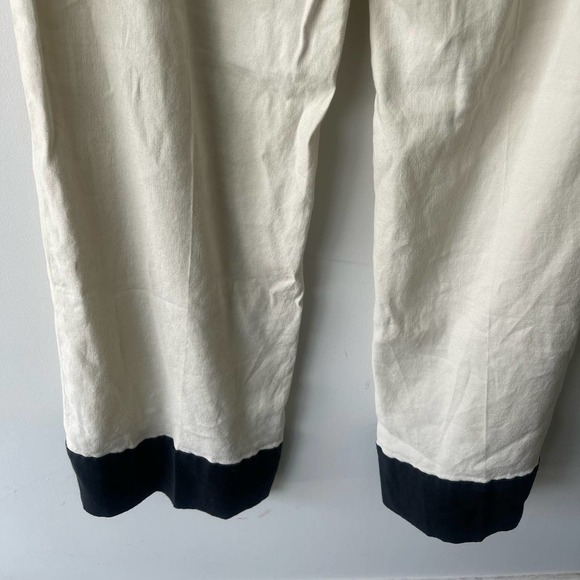 Anthropologie Leifsdottir Pant Womens 4 Cream Black Lace Wide Leg Coastal Sailor - Picture 8 of 9